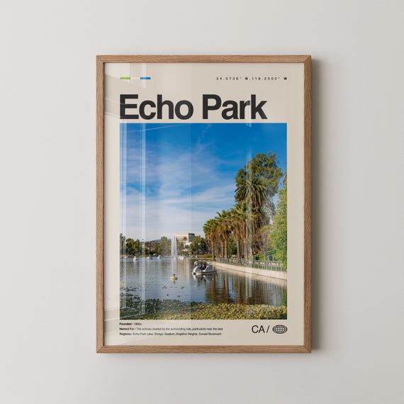 Echo Park Print Wall Art Poster Photo Lake Dodger Stadium Angelino Heights