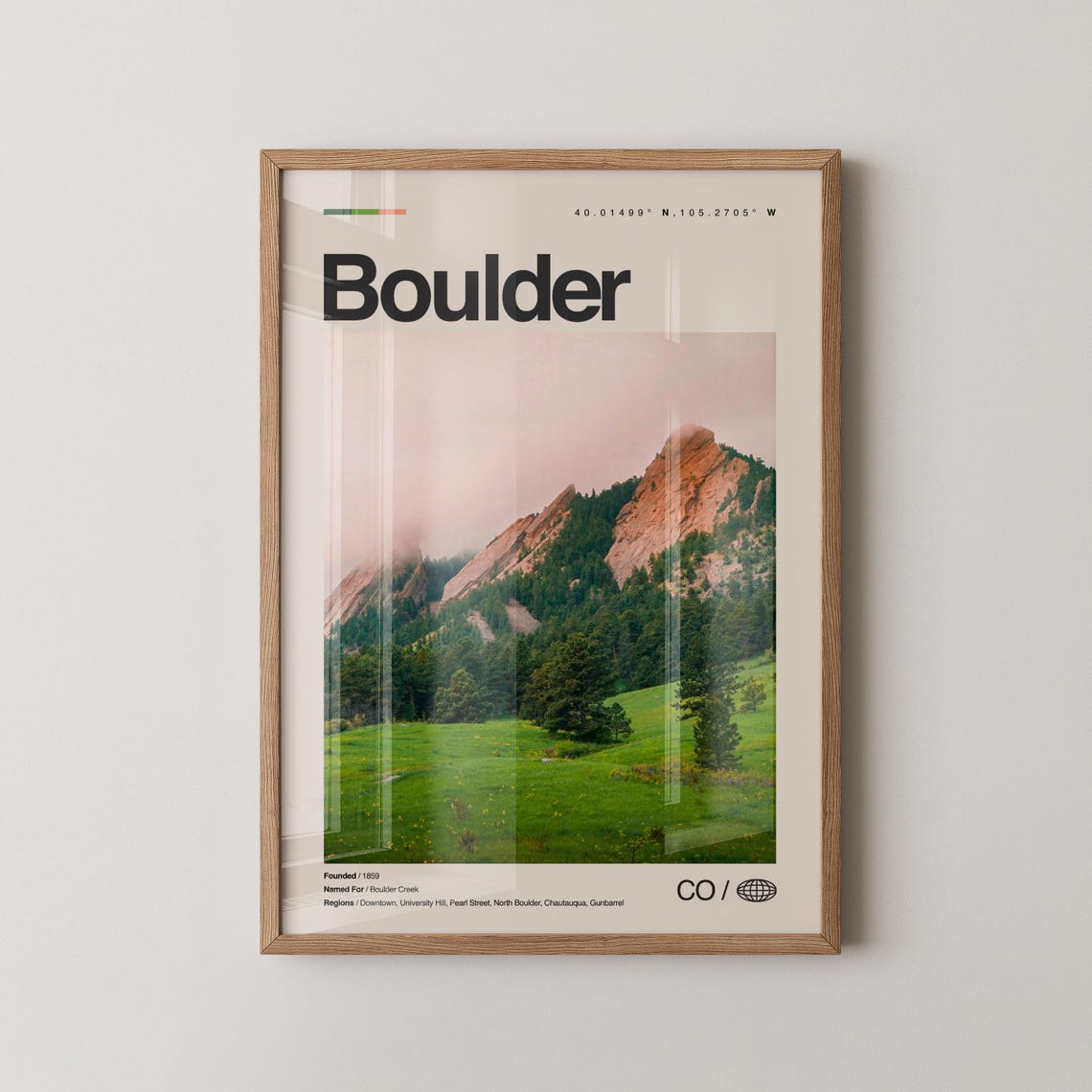 Boulder Colorado Green Flatirons Meadow Spring City Photo Poster