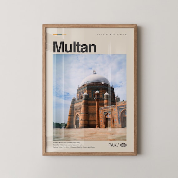 Multan Pakistan Blue Tile Shrine Photo Heritage Travel Poster Art