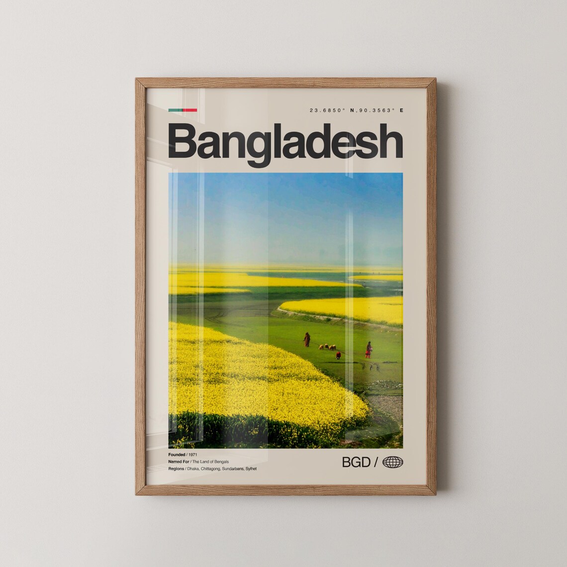 Bangladesh Mustard Flower Fields Photography Travel Poster With Facts