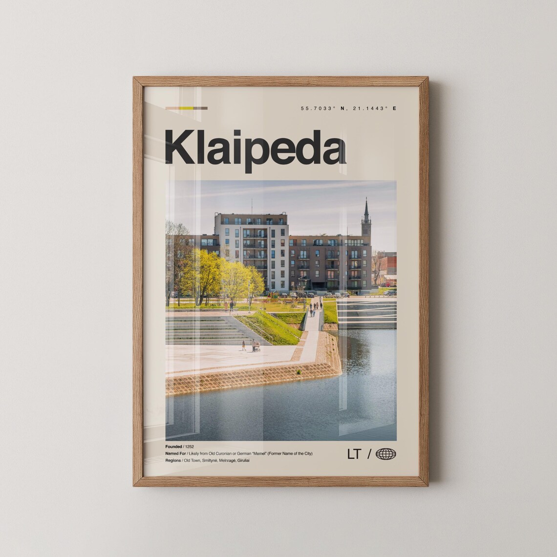 Klaipeda Print Wall Art Poster Photo Dcor Map Lithuania