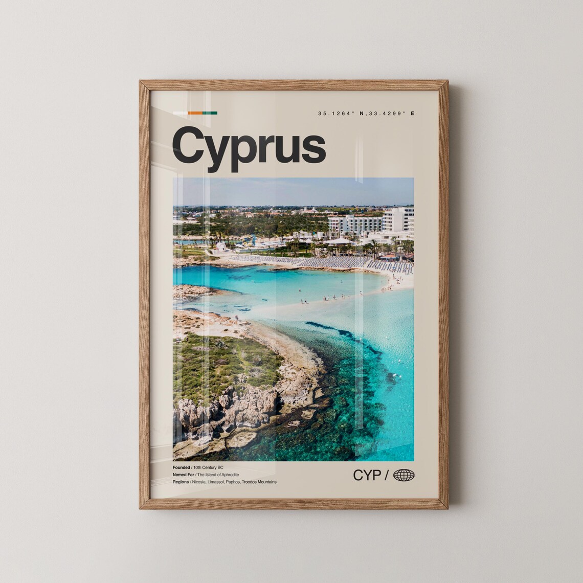 Cyprus Turquoise Coast Beach Aerial Photography Travel Poster