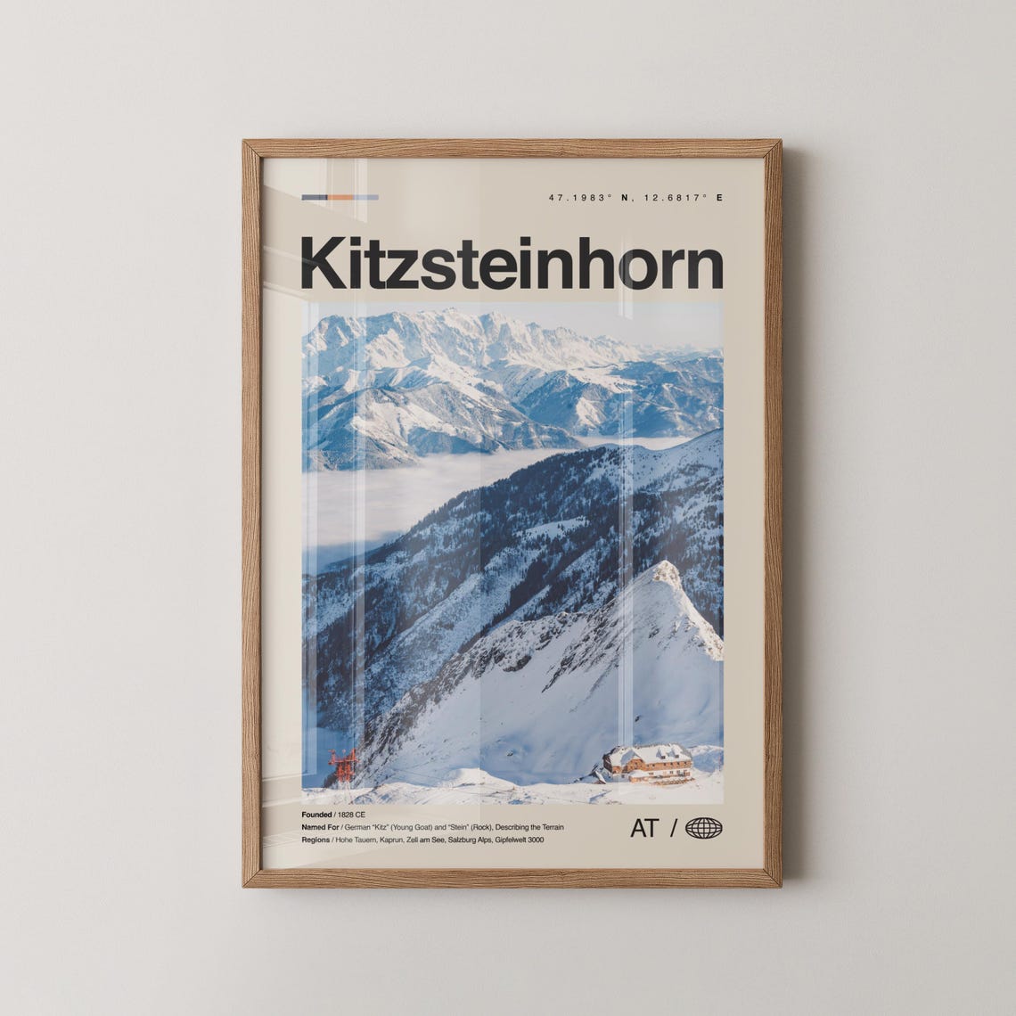 Kitzsteinhorn Austria Snowy Alpine Peak Minimalist Travel Poster