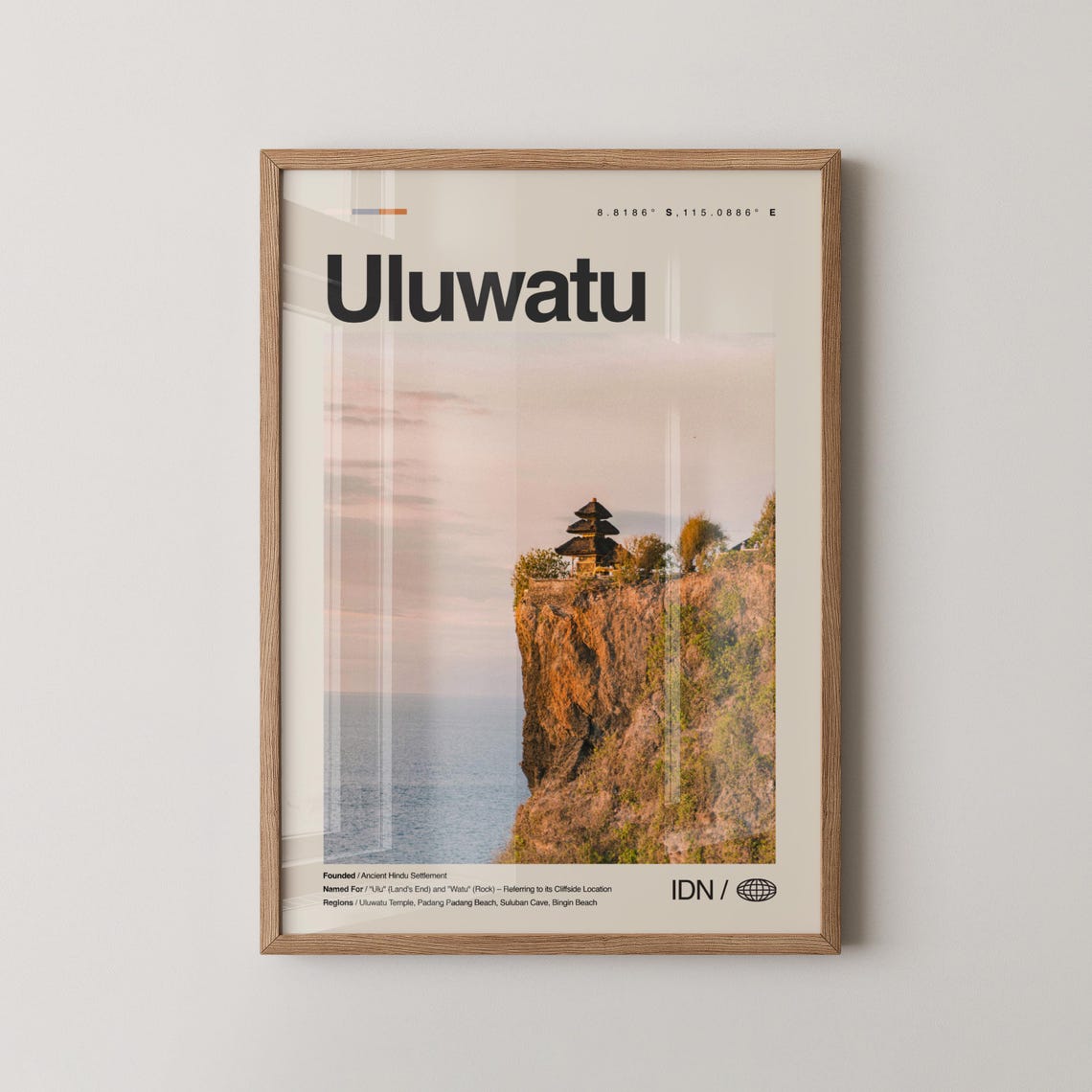 Uluwatu Bali Cliffside Temple Ocean Sunset Travel Photo Poster