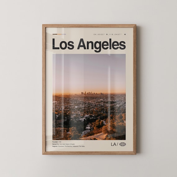 Los Angeles California Downtown Skyline Sunset Photo Travel Poster