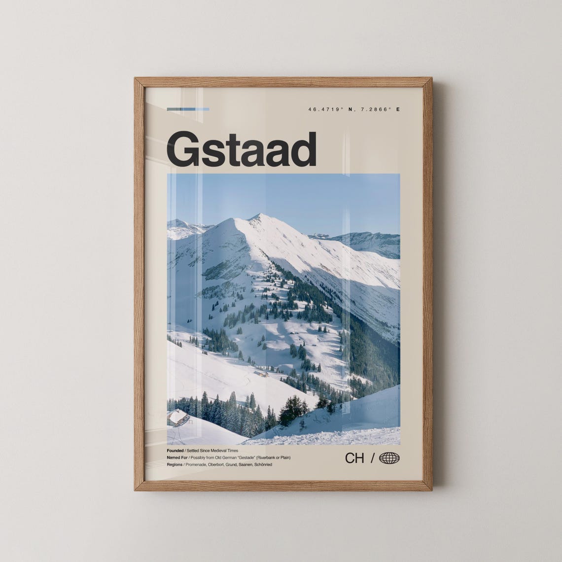Gstaad Print Wall Art Poster Photo Dcor Map Switzerland