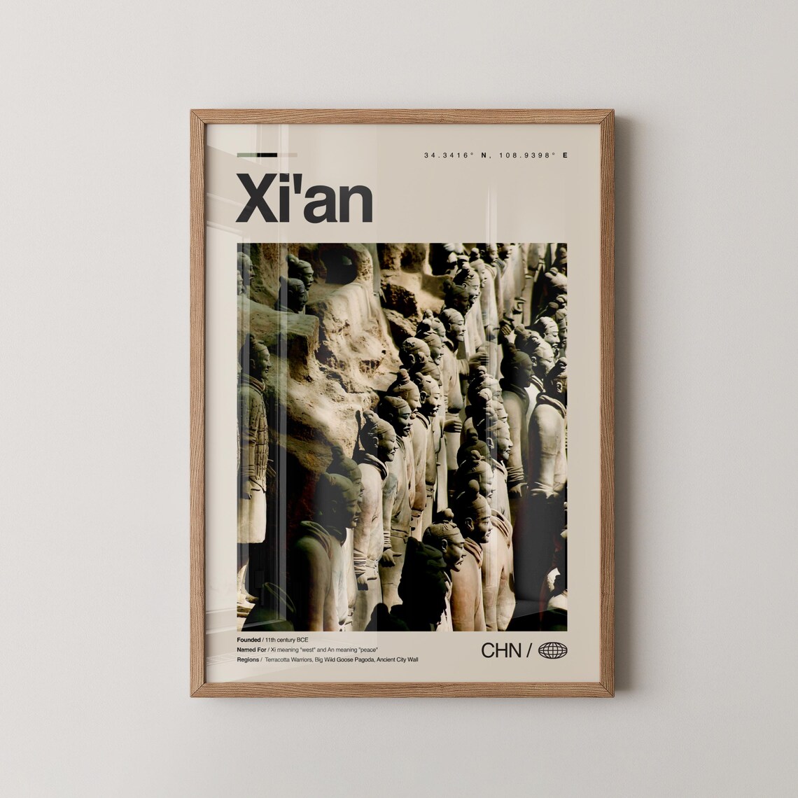Xi'an Terracotta Warriors Army China Minimalist Photo Travel Poster