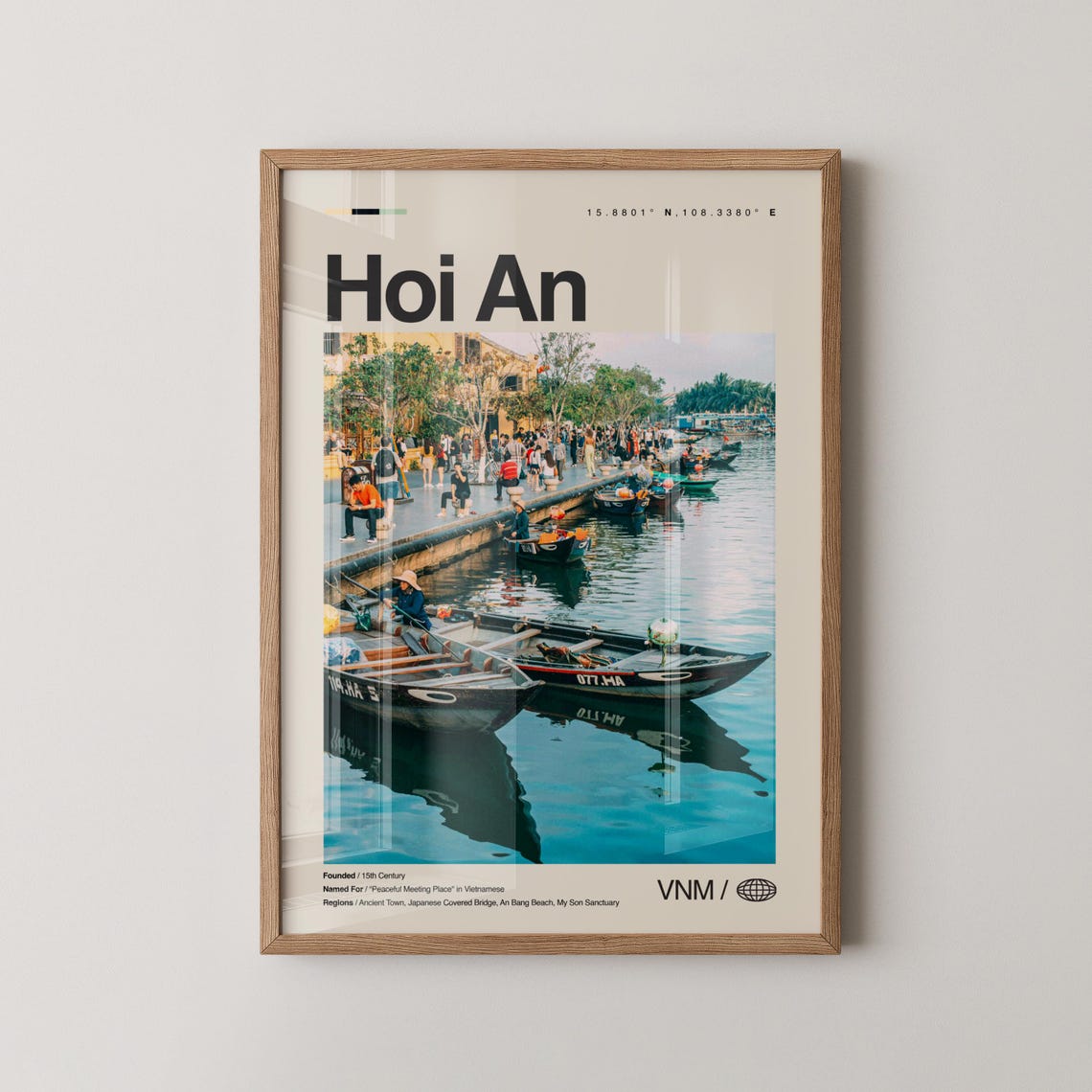 Hoi An Vietnam Travel Art Ancient Town River Boats Art Print