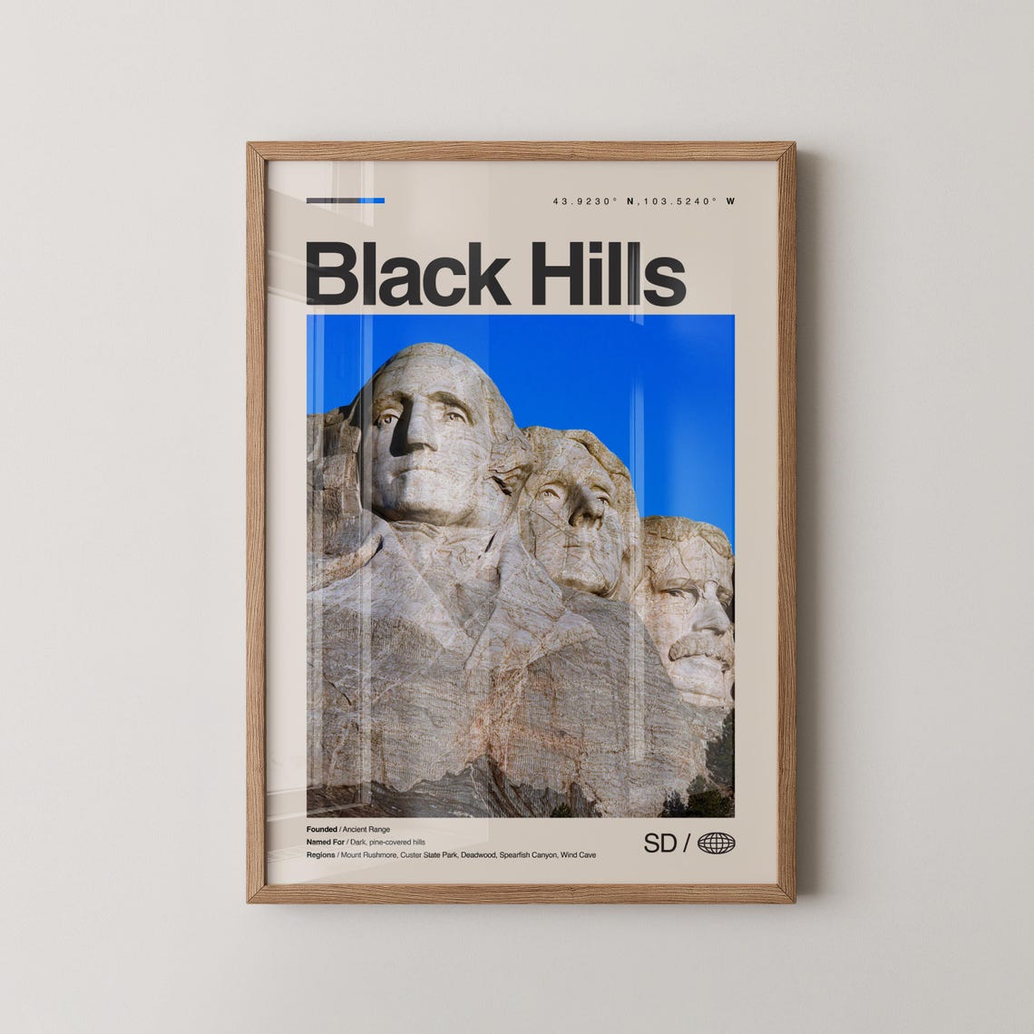 Black Hills South Dakota Mount Rushmore Photo City Style Poster