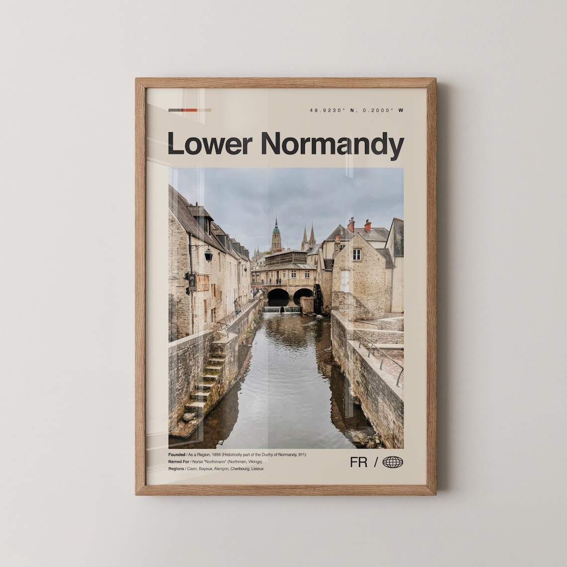 Lower Normandy Print Wall Art Poster Photo Dcor Map