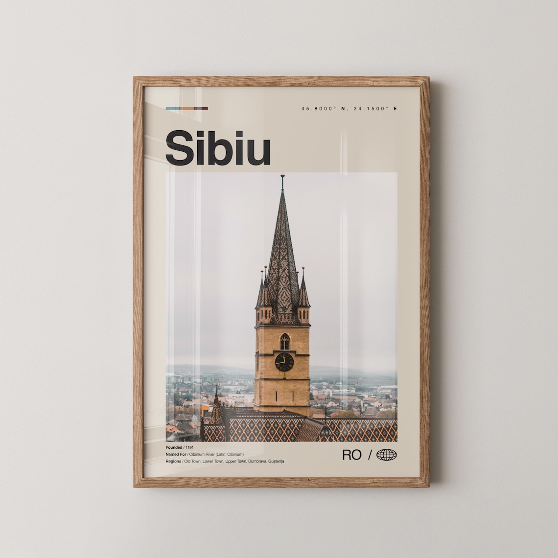 Sibiu Romania Transylvania Vintage Travel Photography Style Poster
