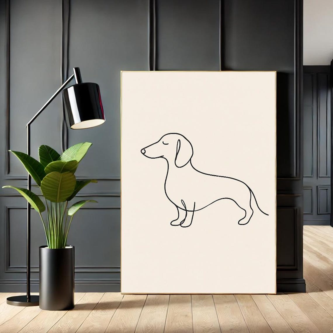 Minimalist Dachshund Line Art Canvas Modern Dog Lovers Wall Decor For Bedroom Elegant Petinspired Home Accent