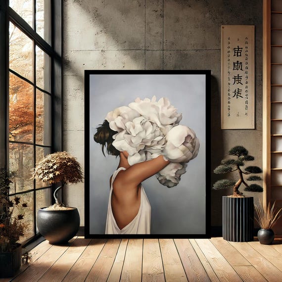 Flower Beautiful Female Mannequin Portrait Home Modern Canvas Wall Art Artcanvas Print Abstract Decor For