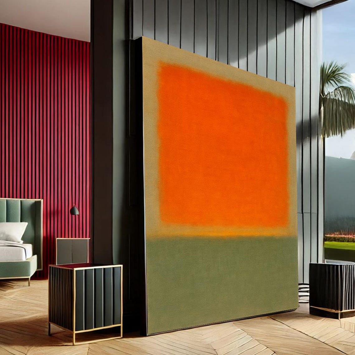 Mark Rothko Inspired Orange And Green Color Field Canvas Print