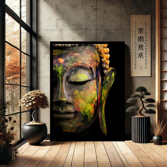 Colorful Buddha Buddhism Canvas Wall Art Modern Print Painting Abstract Decor For Home