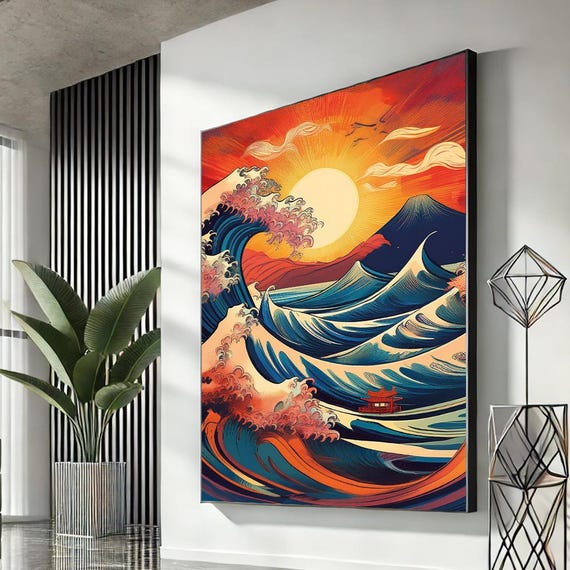 Hokusai Great Wave Canvas Wall Art Stunning Japanese Print For Home Decor Lovers And Ocean Enthusiasts