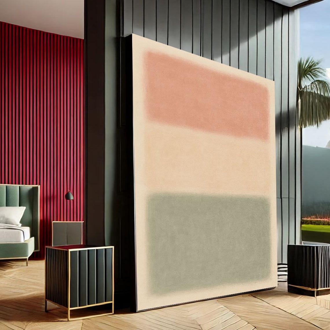 Mark Rothko Inspired Pink Green Color Field Soft Abstract Art Print