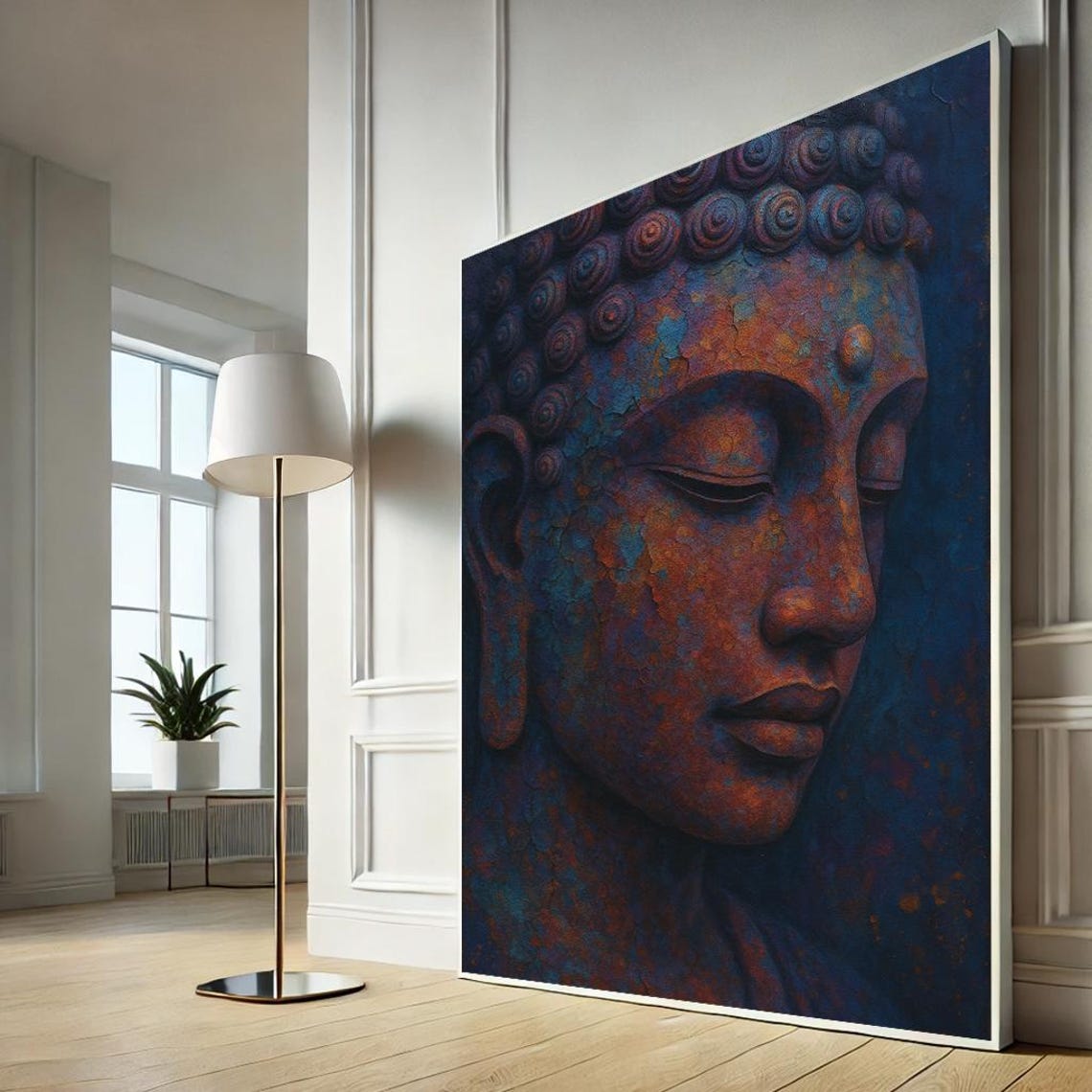 Textured Buddha Canvas Wall Art Spiritual Zen Portrait Print Rustic Meditation Poster Home Decor Ready To Hang