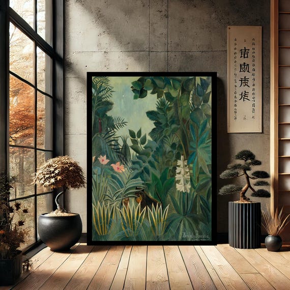 Henri Rousseau The Equatorial Jungle 1909 Canvas Wall Art Modern Print Painting