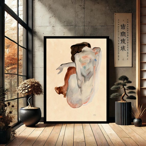 Egon Schiele Naked Lady 1912 Home Decor Canvas Wall Art Modern Print Painting Abstract For