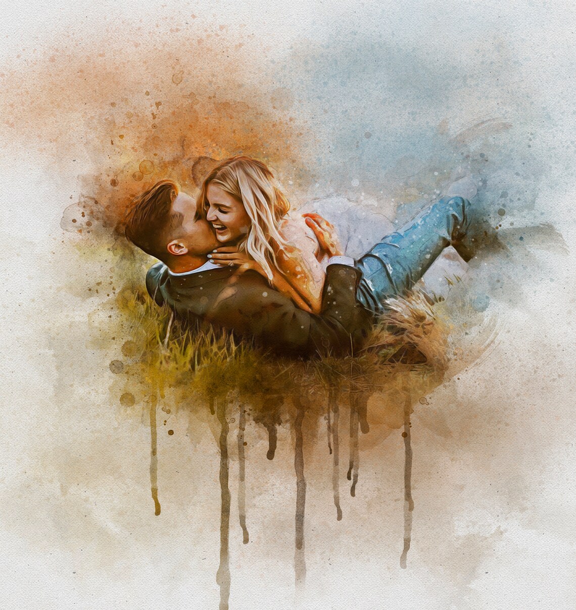 Custom Wedding Portrait From Photo Watercolor Art Print - Image 3