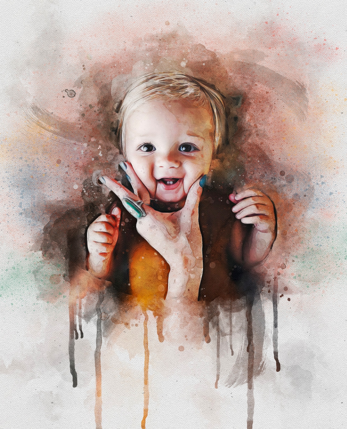 Custom Baby Portrait from Photo, Watercolor Art Print - Image 4