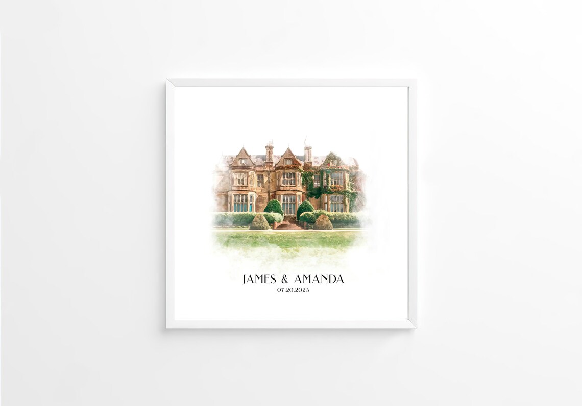 Personalized Wedding Venue Sketch, Anniversary Art Print - Image 2