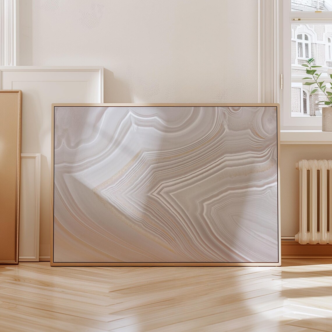 Neutral Agate Stone Swirl Pattern in Beige Tones Marble Poster