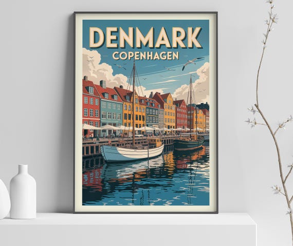 Copenhagen Vintage Travel Poster Print