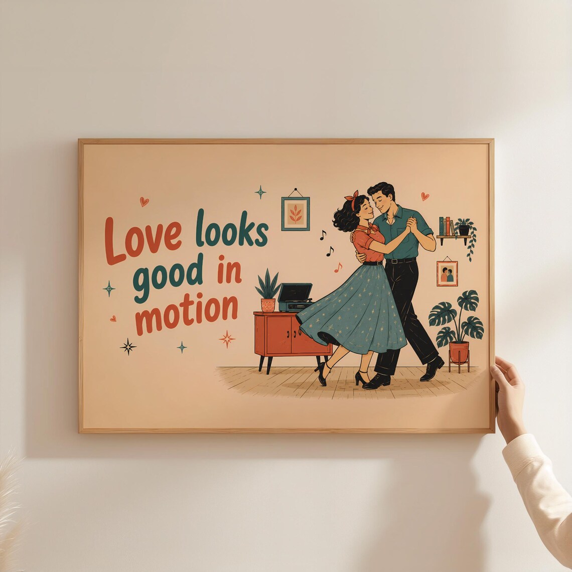 Love Looks Good in Motion Retro Dancing Couple Vinyl Music Poster