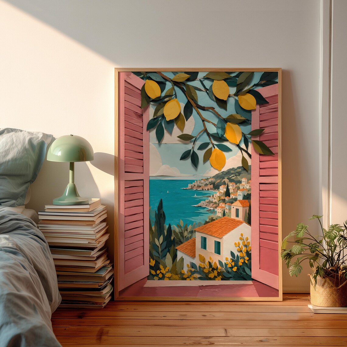 Amalfi Coast Italy Poster, Mediterranean Window View