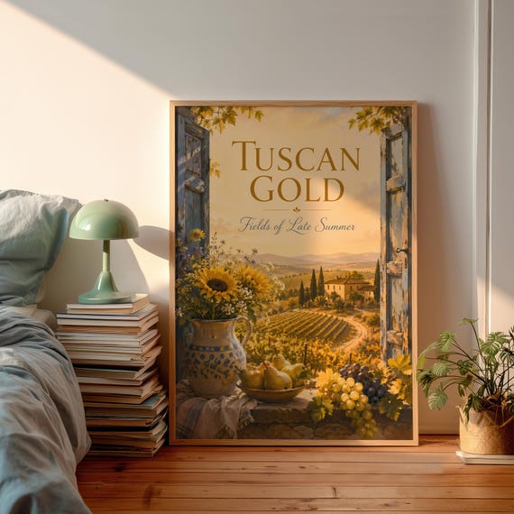 Tuscan Gold Poster, Italy Window View Travel Poster
