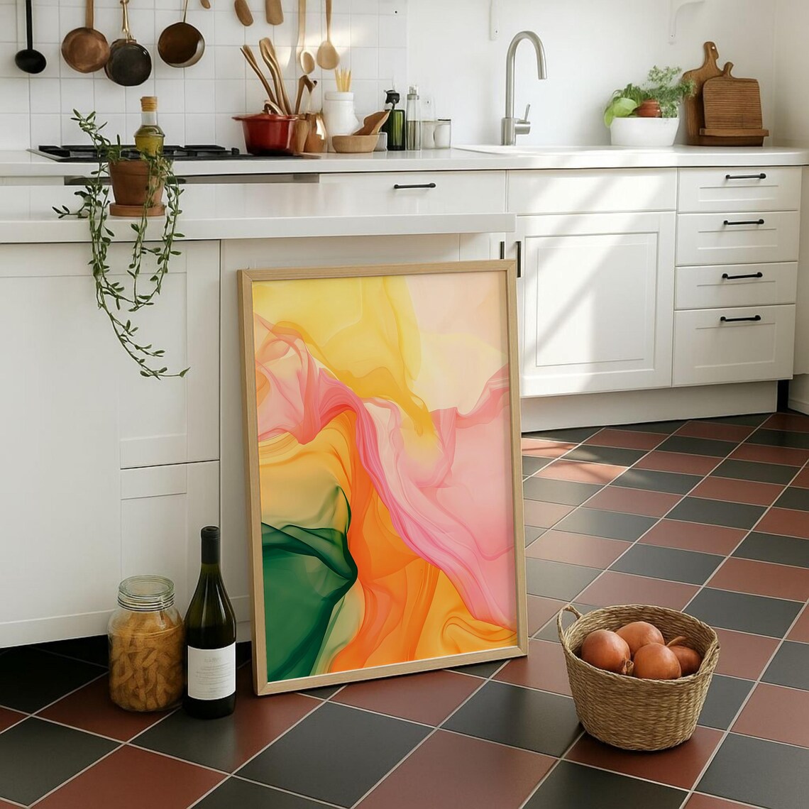 Abstract Fluid Alcohol Ink Poster, Modern Decor