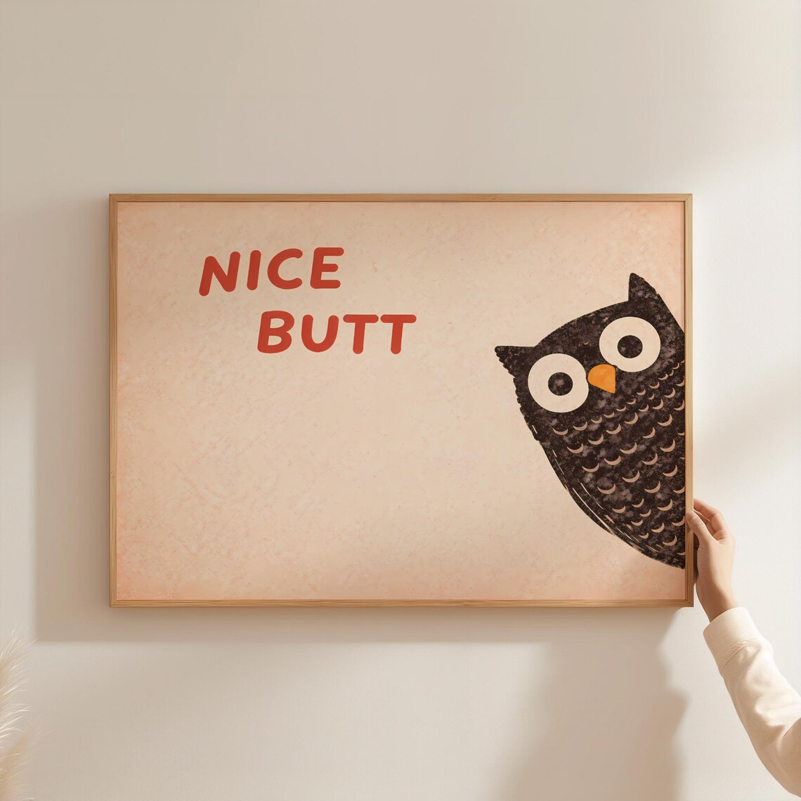 Nice Butt Funny Owl Peeking Cheeky Bathroom Quote Humor Poster