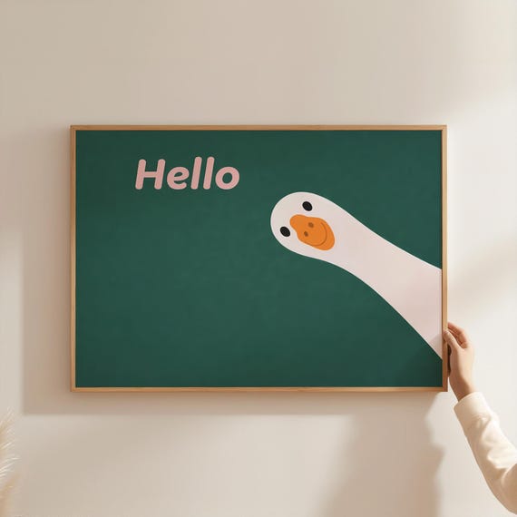 Goose Poster Download For Kids Room Hello Printable Minimalist Modern Scandinavian Animal Wall Art
