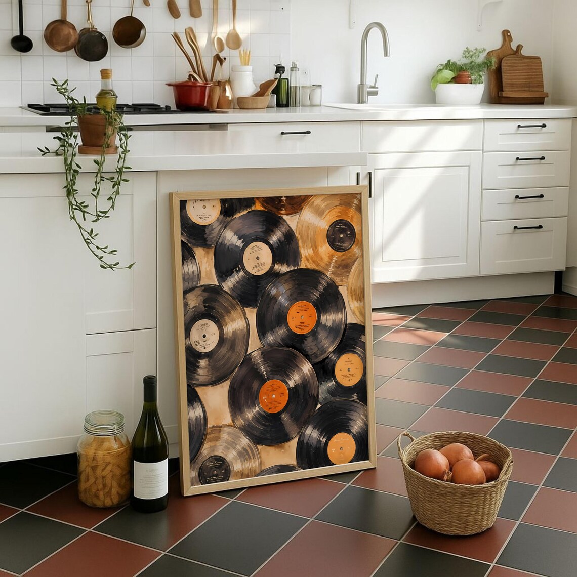Retro Vinyl Record Painting Poster, Vintage Music Art