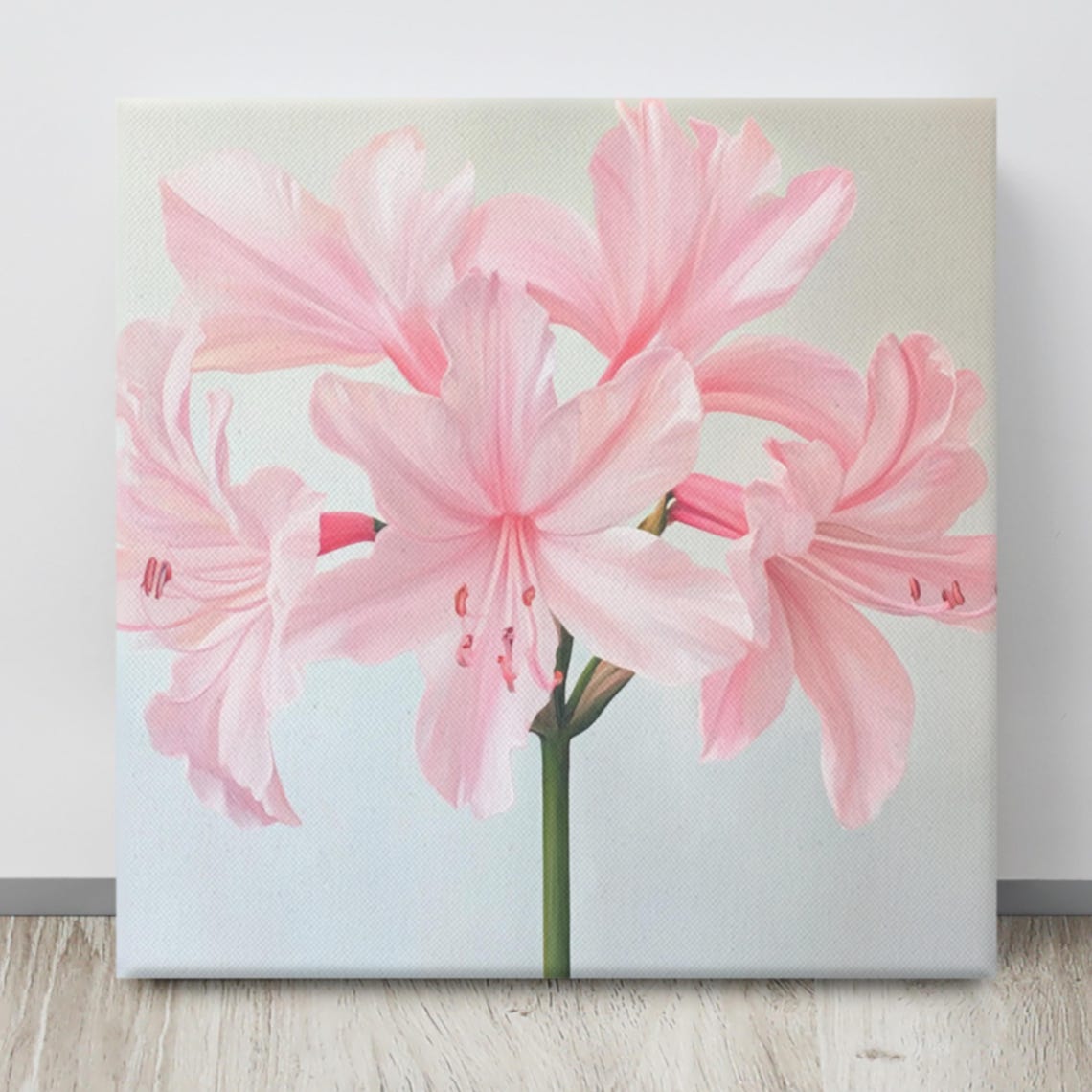 Pink Nerine Lily Flowers Cluster Soft White Floral Art Poster - Image 4