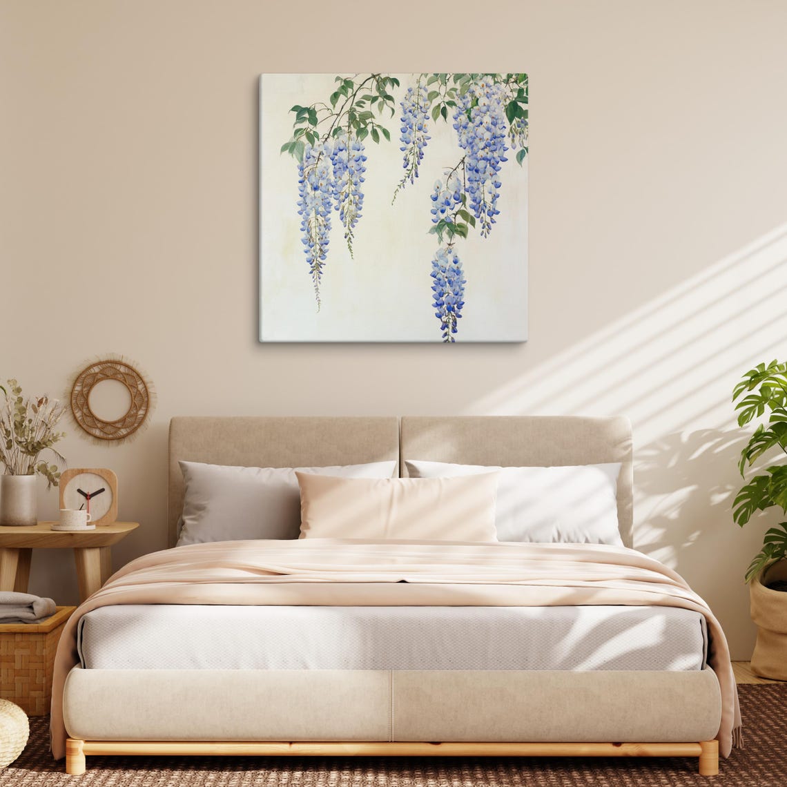 Blue Wisteria Hanging Clusters Watercolor Botanical Wall Poster - Image 2