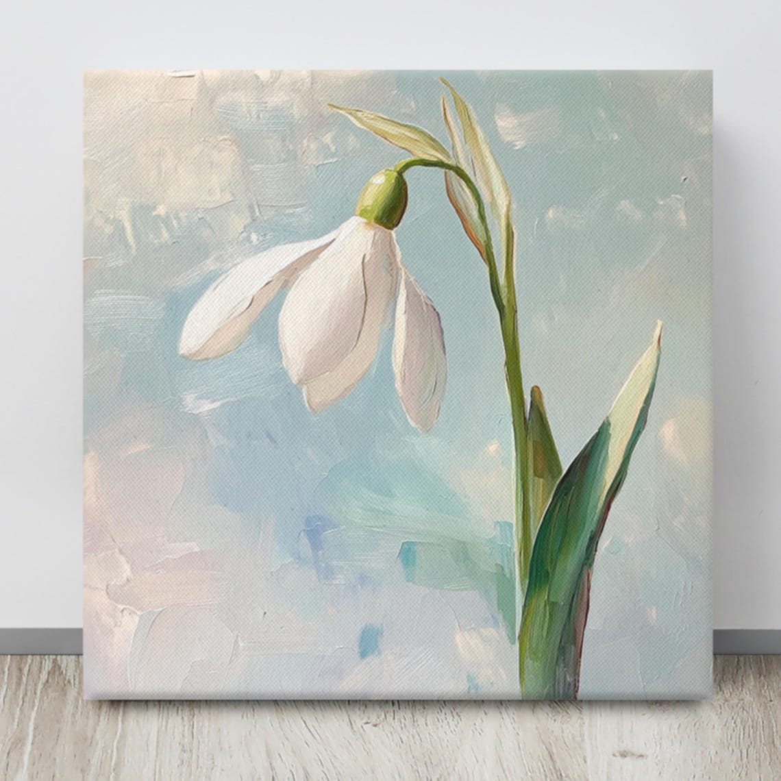 White Snowdrop Flower Spring Minimalist Botanical Painting Art Poster - Image 4