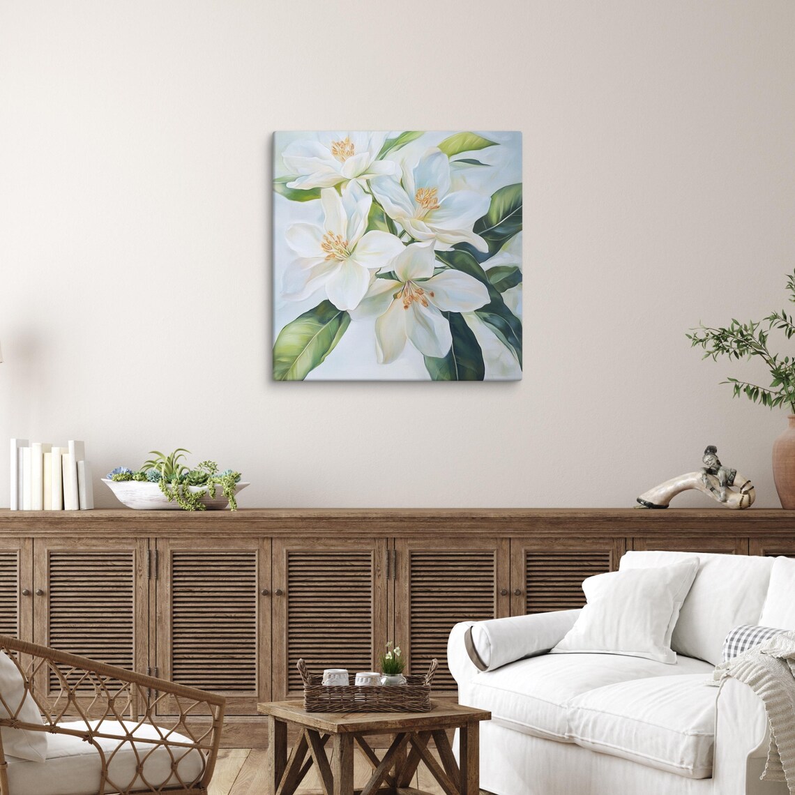 White Lemon Blossom Flowers Glossy Green Leaves Botanical Print - Image 5