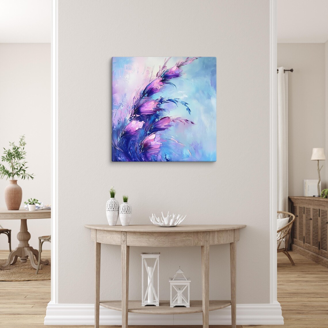Purple Blue Abstract Floral Swirls Botanical Flower Wall Art Poster - Image 5