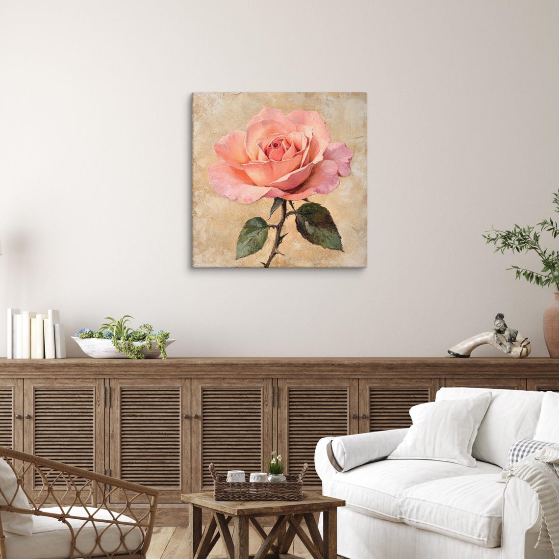 Pink Rose Bloom Close-Up Vintage Painterly Floral Art Poster - Image 5