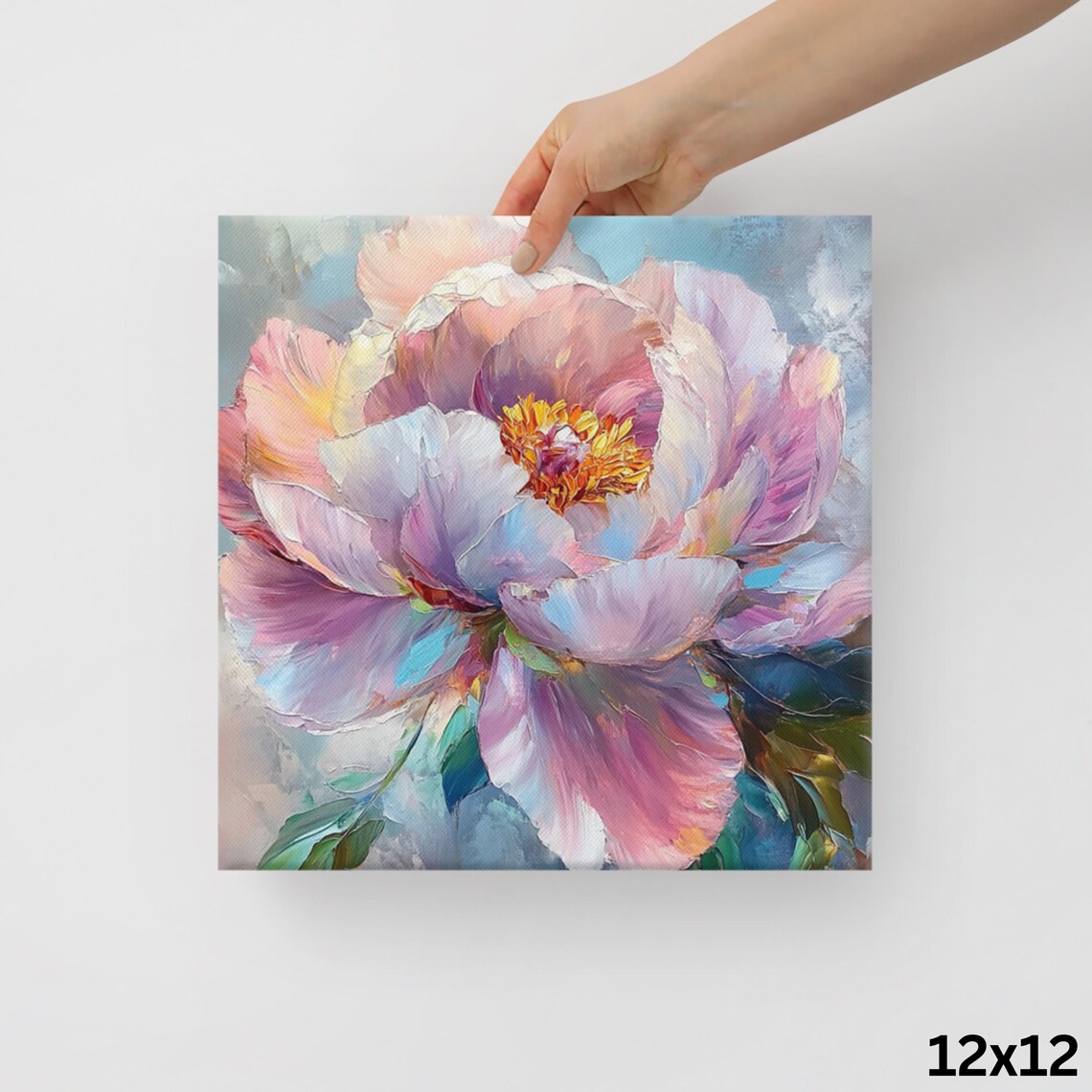 Chinese Peony Bloom Impasto Pastel Petals Floral Art Wall Poster - Image 2