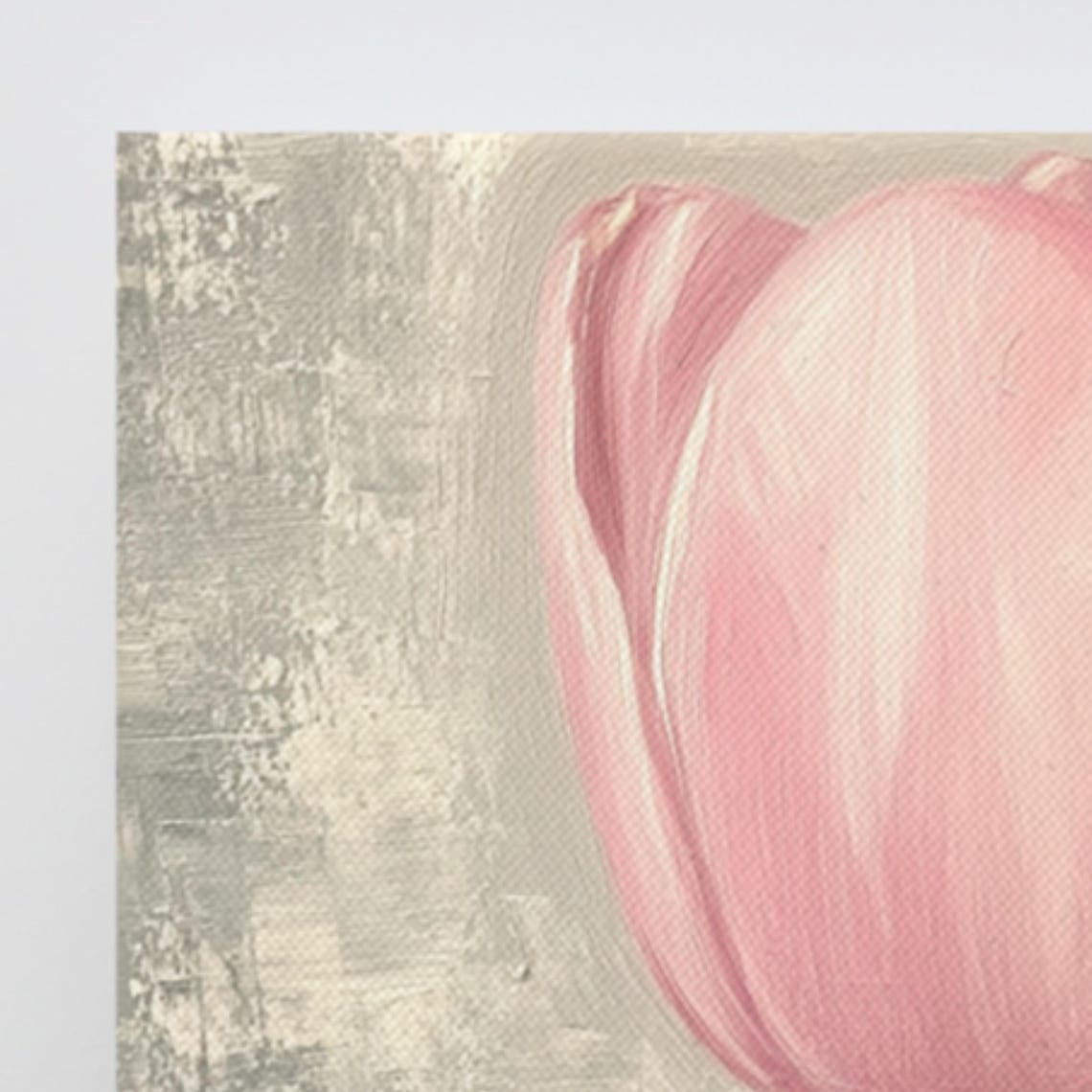 Blush Pink Tulip Tall Green Stem Textured Beige Modern Minimal Poster - Image 3