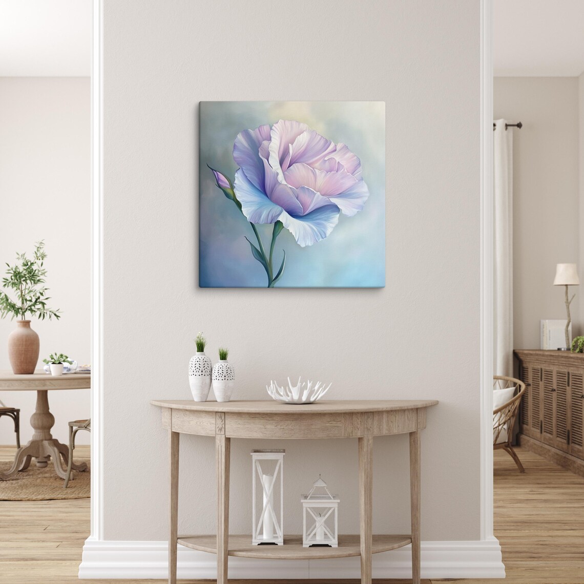 Purple Eustoma Prairie Gentian Soft Blue Floral Painting Poster - Image 5
