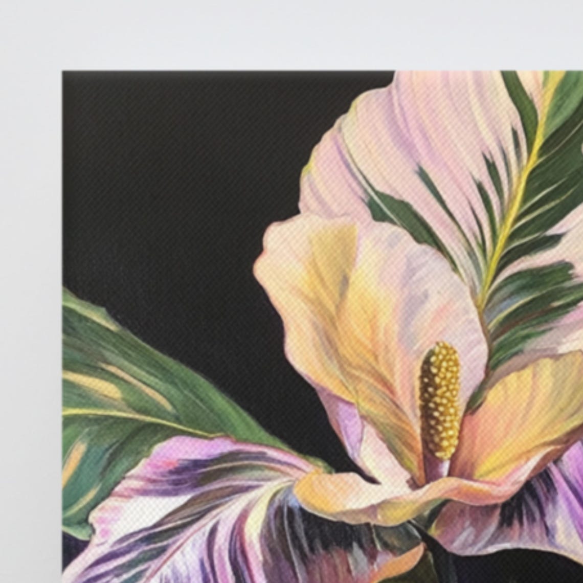 Purple Green Variegated Tropical Leaf Moody Dark Botanical Poster - Image 3