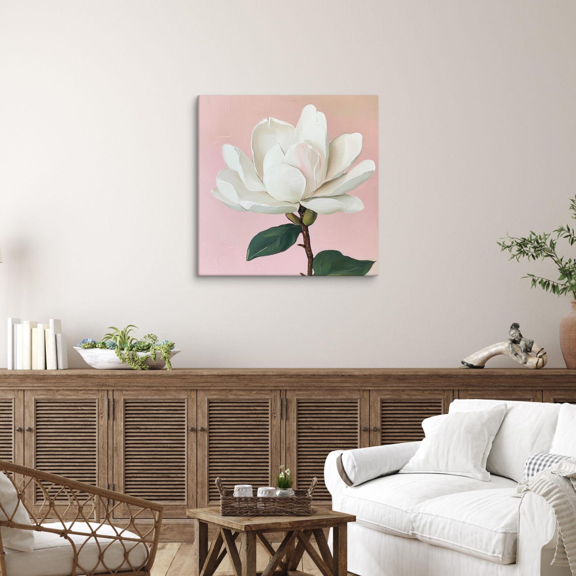 White Gardenia Flower Print Flower Painting Print Wall Art Gardenia Art Gardenia Lover Gifts Pink Wall Art - Image 3