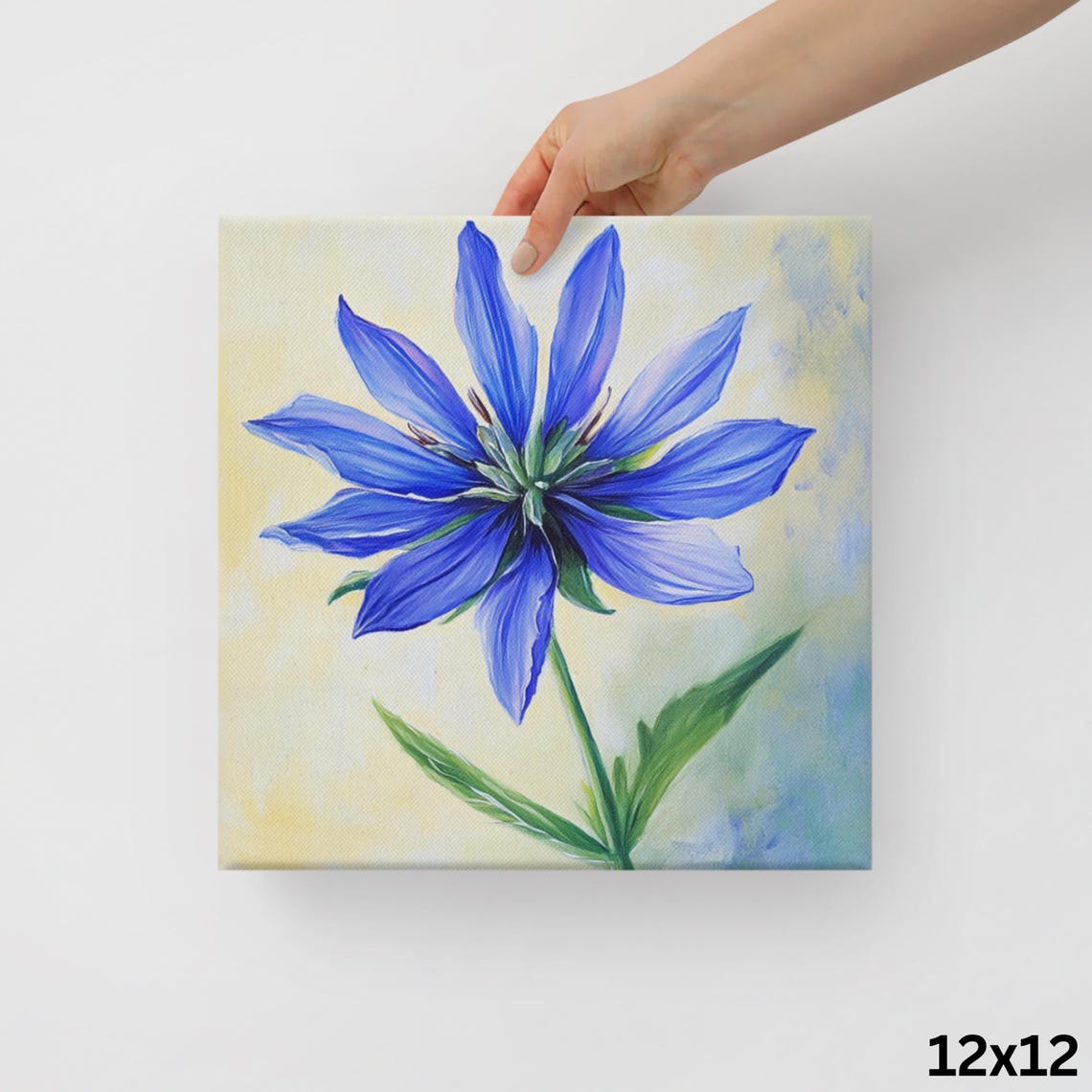 Blue Star Shaped Wildflower Single Bloom Botanical Floral Art Poster - Image 2