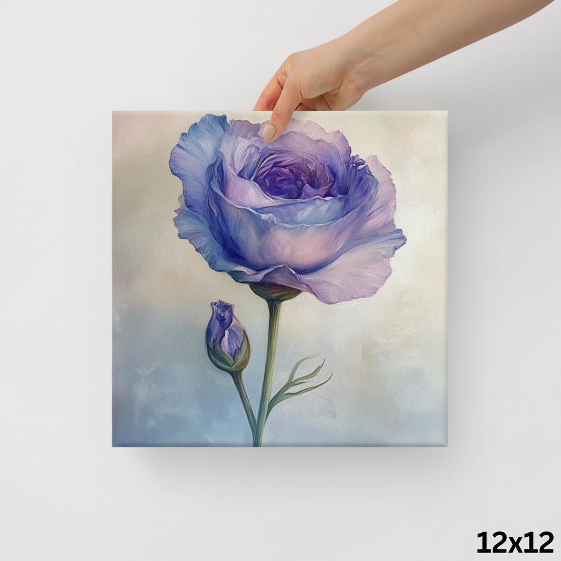 Purple Eustoma Lisianthus Bloom and Bud Delicate Floral Wall Art Print - Image 2