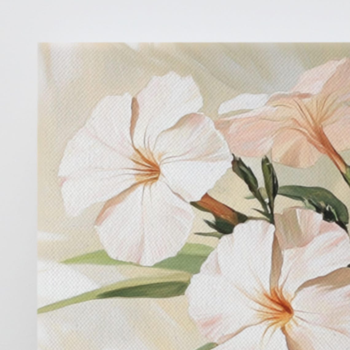 White Oleander Blossoms Narrow Green Leaves Painting Print Poster - Image 2